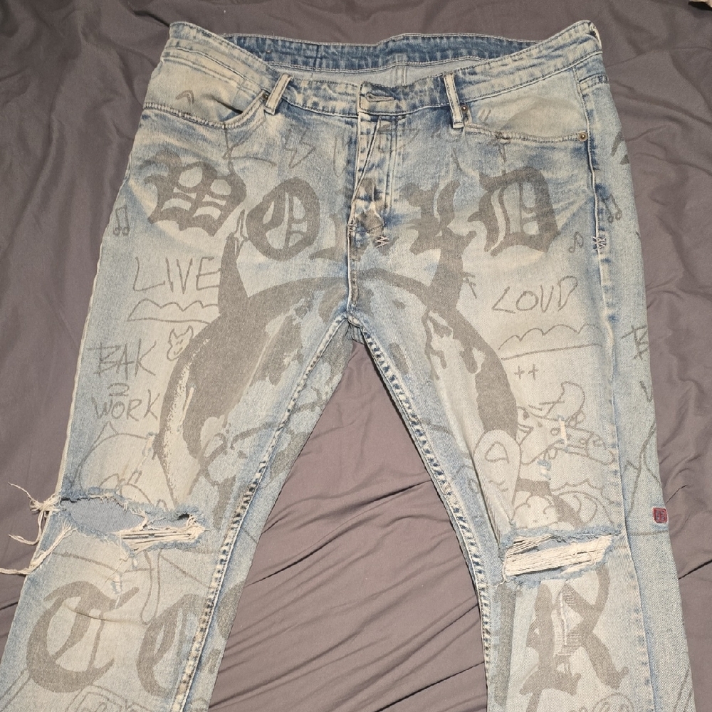 Ksubi Light Blue Graphic Skinny Jeans